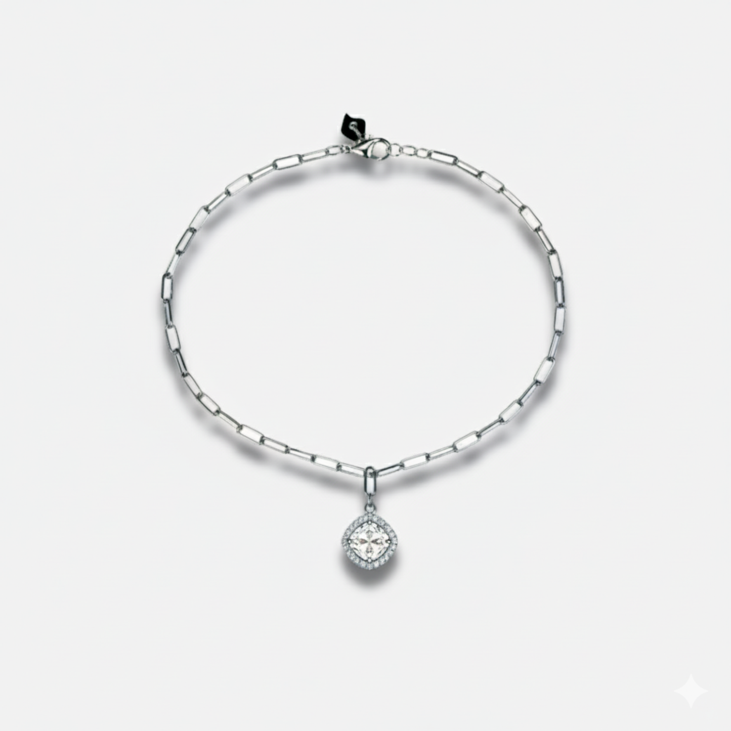 Halo Solitaire Paperclip Dangle Bracelet