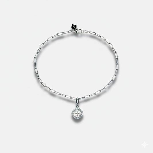 Halo Solitaire Paperclip Dangle Bracelet