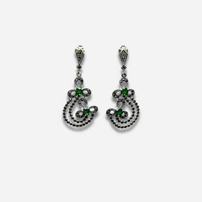 Emerald Art Deco Dangles