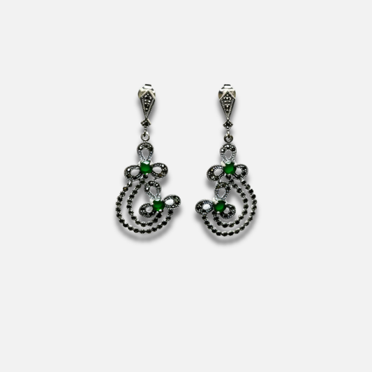 Emerald Art Deco Dangles