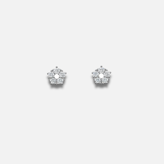 Pavé Five-Petal Flower Studs