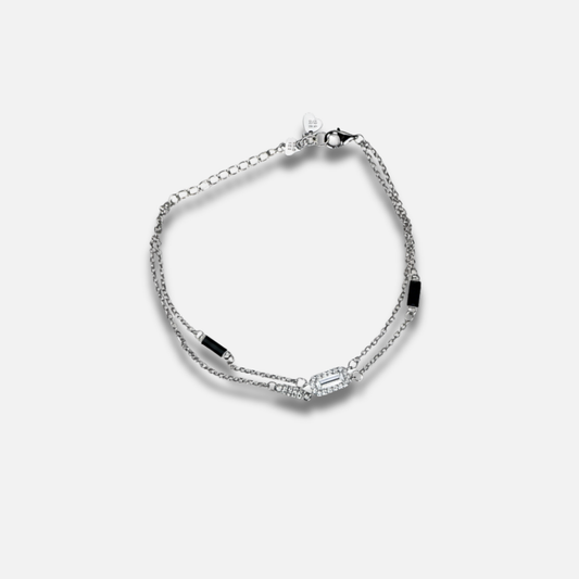 Emerald Cut Minimal Dual Chain Bracelet