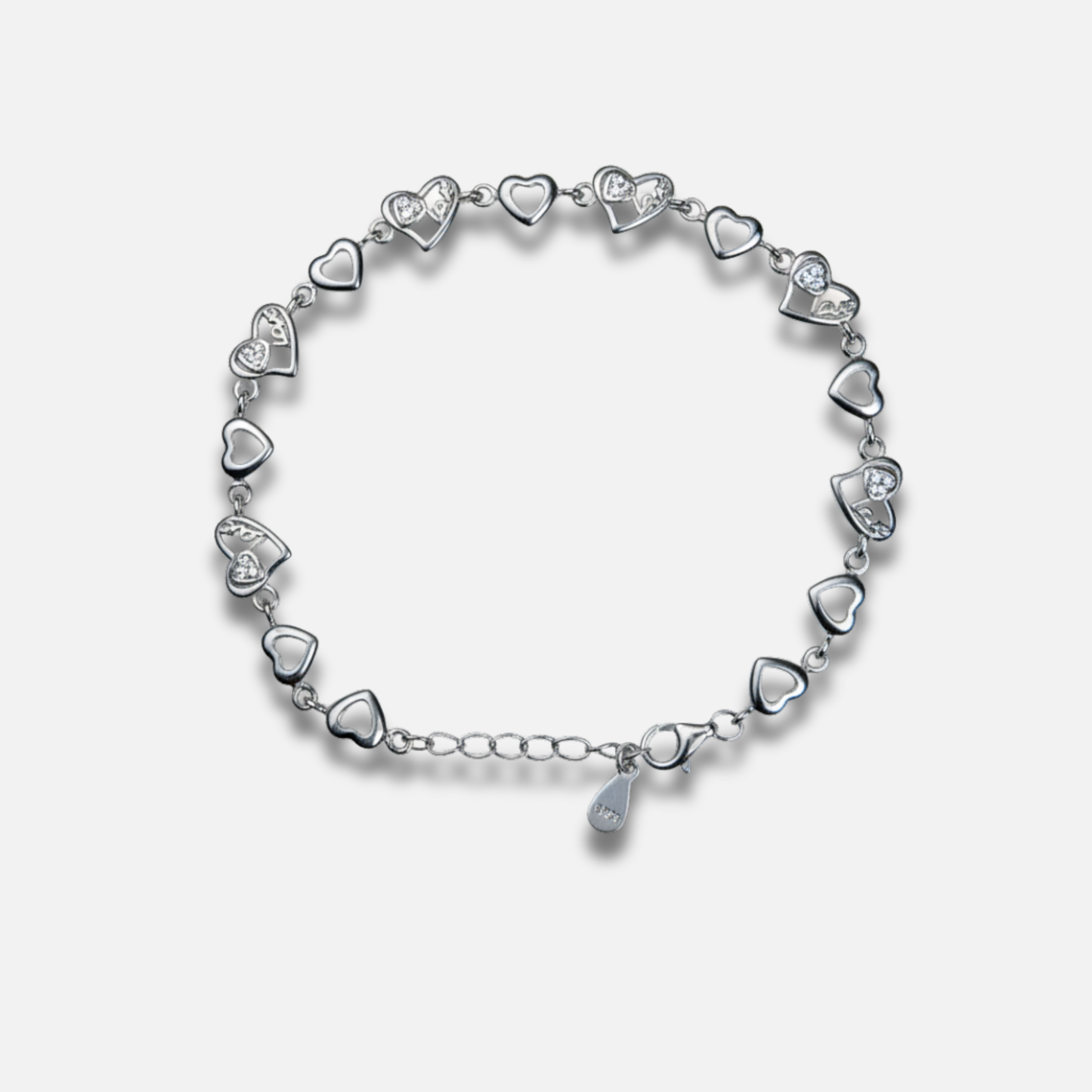 Interlocking Love Heart Link Bracelet