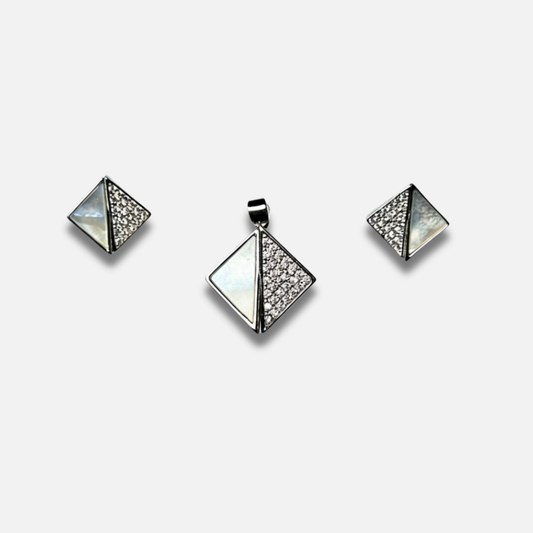 Modern Shell & Pavé Sterling Set