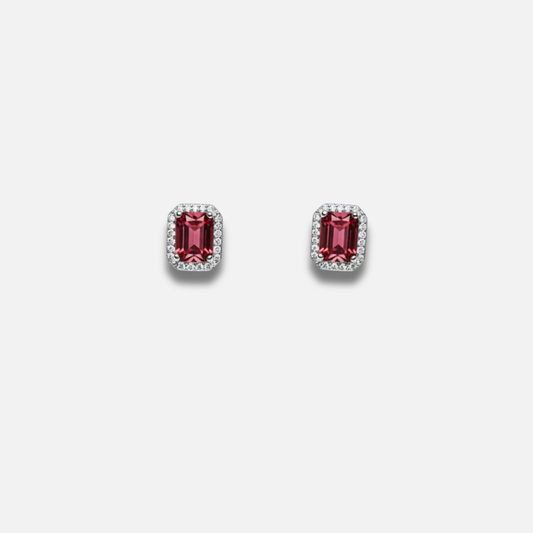 Radiant Ruby Halo Studs