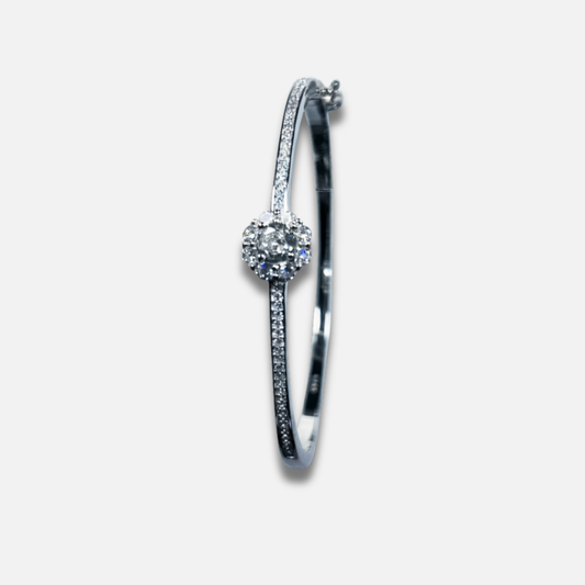 Halo Pave Slim Rigid Bracelet