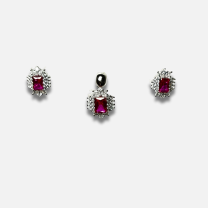 Regal Emerald-Cut Halo Sterling Set