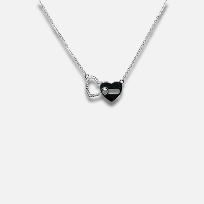 Connected Hearts Pavé Solitaire Necklace