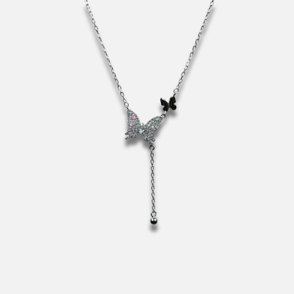 Dancing Butterfly Pavé Lariat Necklace