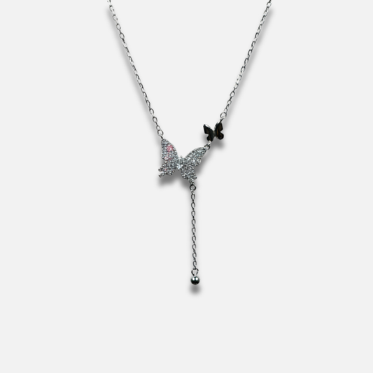 Dancing Butterfly Pavé Lariat Necklace