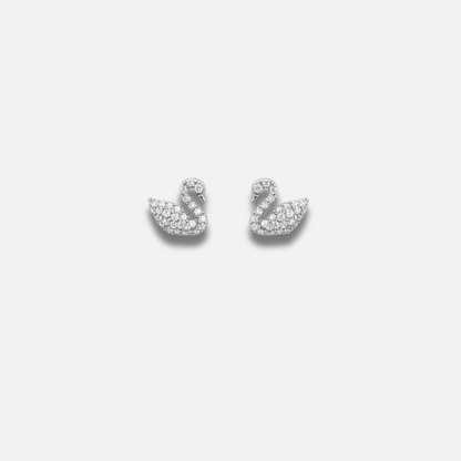 Graceful Swan Pave Stud Earrings
