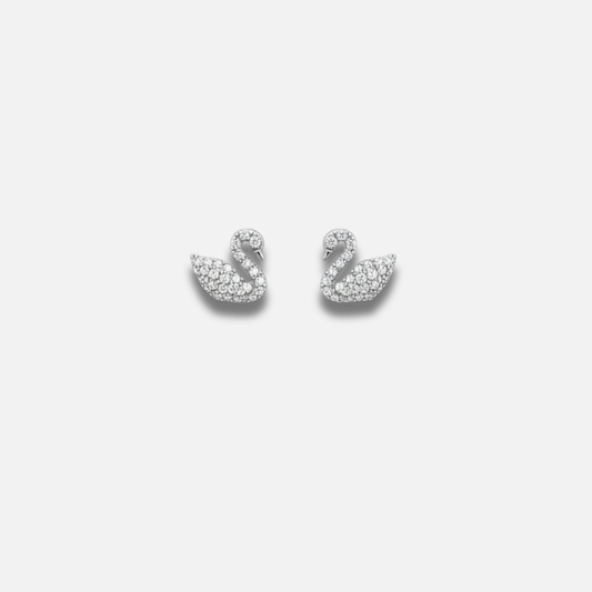 Graceful Swan Pave Stud Earrings