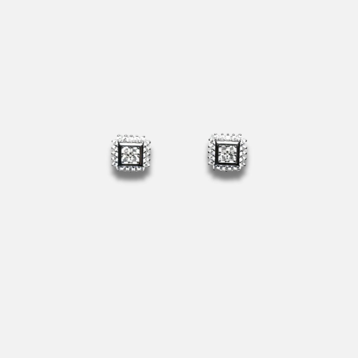 Architectural Pavé Square Halo Studs