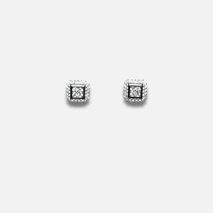 Architectural Pavé Square Halo Studs