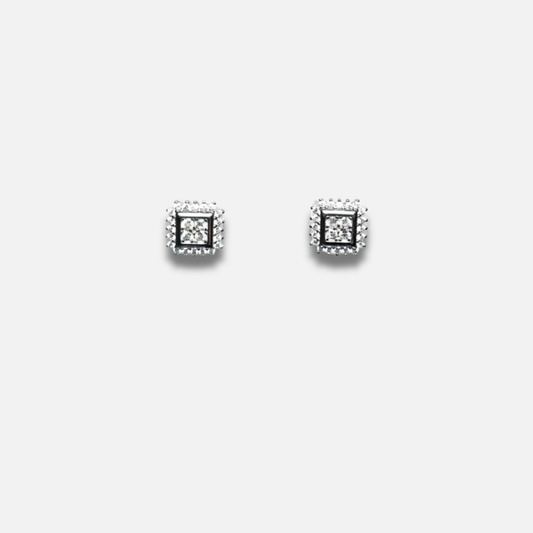 Architectural Pavé Square Halo Studs