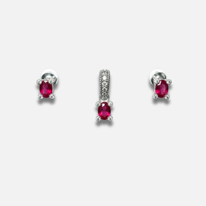 Scarlet Oval Gemstone Sterling Set