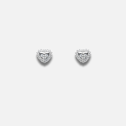 Diamond Halo Heart Studs