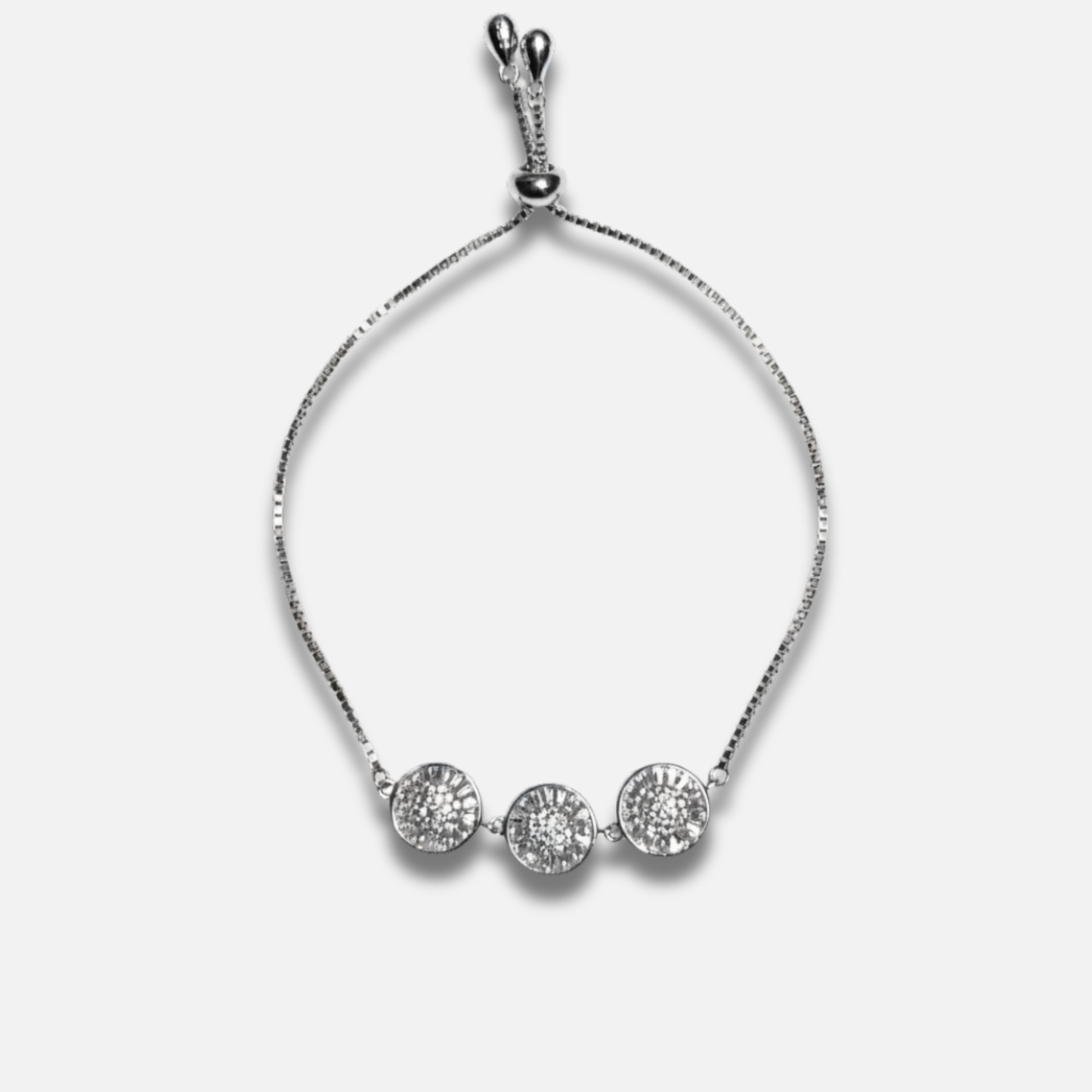 Triple Halo Cluster Bolo Bracelet