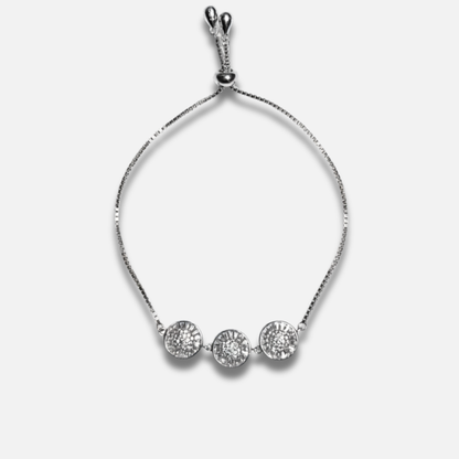 Triple Halo Cluster Bolo Bracelet