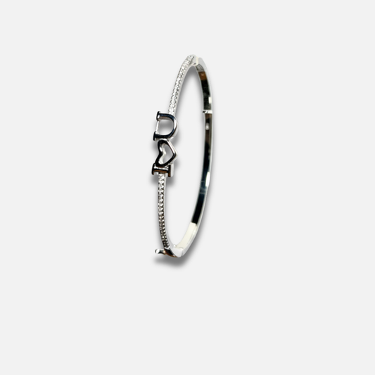 Pave Initial Love Rigid Bracelet