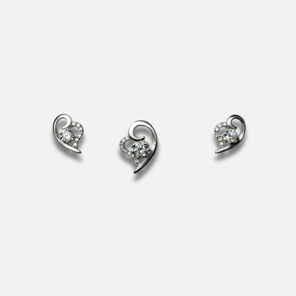 Swirling Heart Solitaire Sterling Set