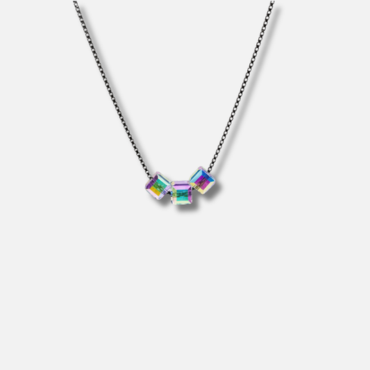 Trio Aurora Prism Cube Necklace
