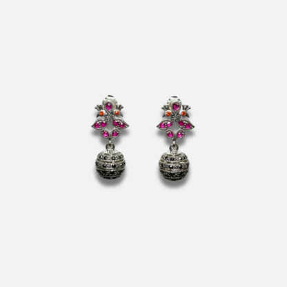 Victorian Marcasite Ruby Drop Earrings