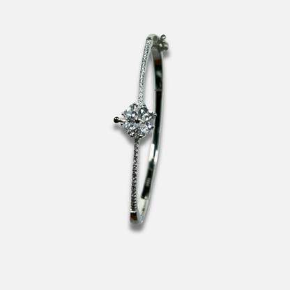 Solitaire Pave Accent Rigid Bracelet