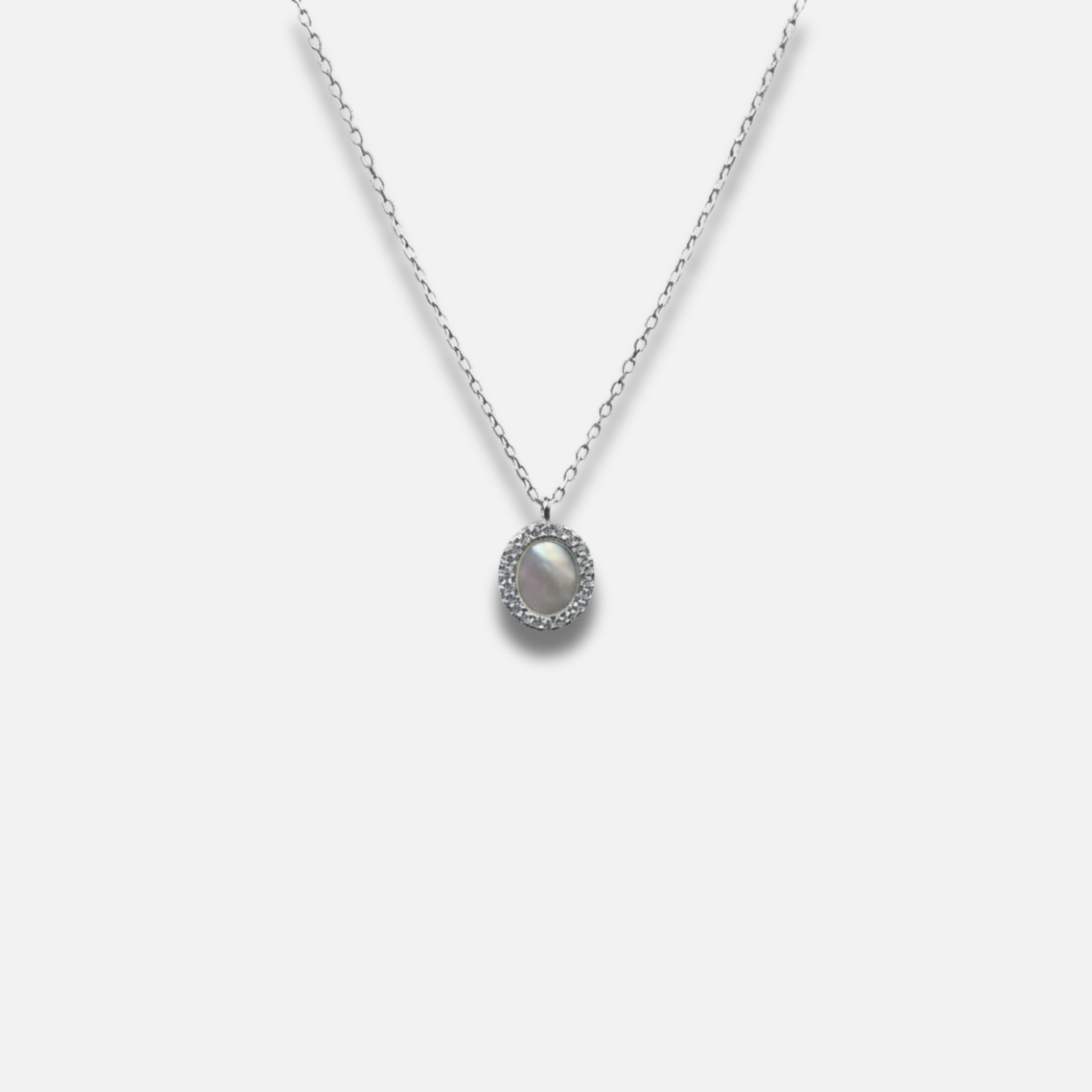 Classic Pearl Halo Solitaire Necklace