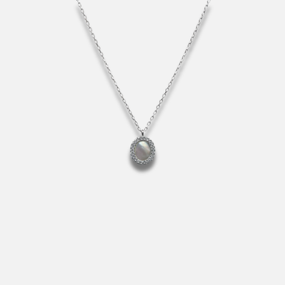 Classic Pearl Halo Solitaire Necklace