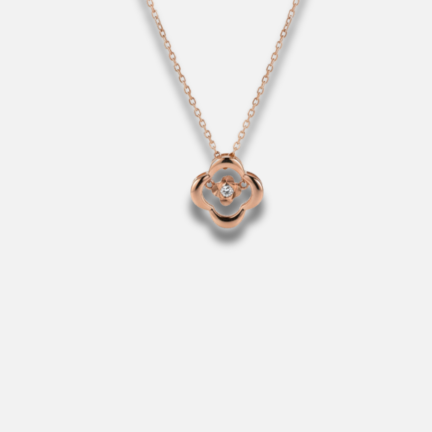 Luxe Clover Rose Gold Solitaire Necklace