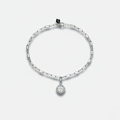 Halo Solitaire Paperclip Dangle Bracelet