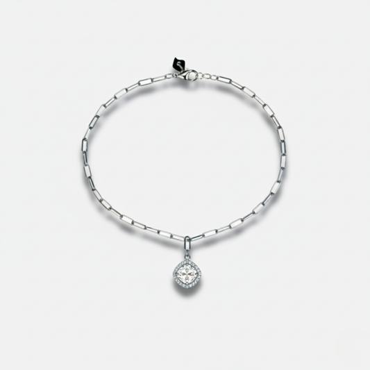 Halo Solitaire Paperclip Dangle Bracelet