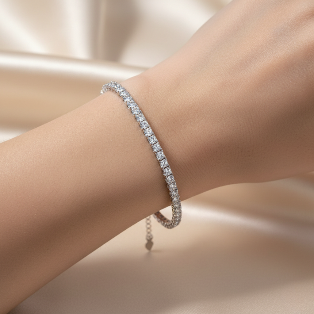 Square Cut Eternity Line Bracelet