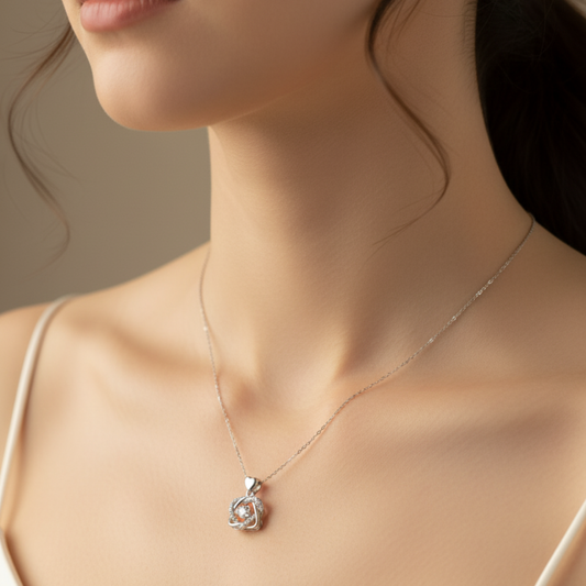 Everlasting Love Knot Solitaire Necklace