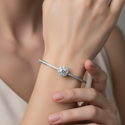 Halo Pave Slim Rigid Bracelet