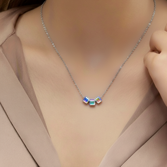 Trio Aurora Prism Cube Necklace