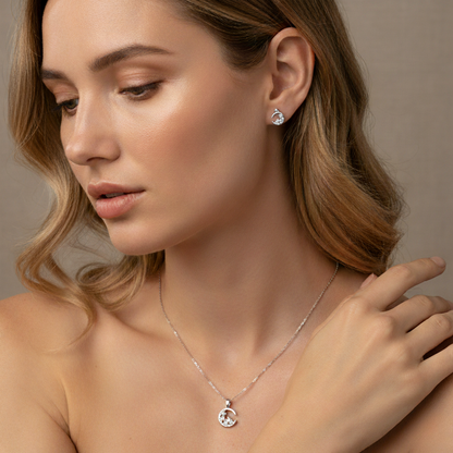 Starlight Crescent Moon Sterling Set