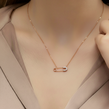 Chic Pavé Rose Gold Pin Necklace