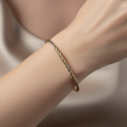 Tricolor Twisted Cable Rigid Bracelet