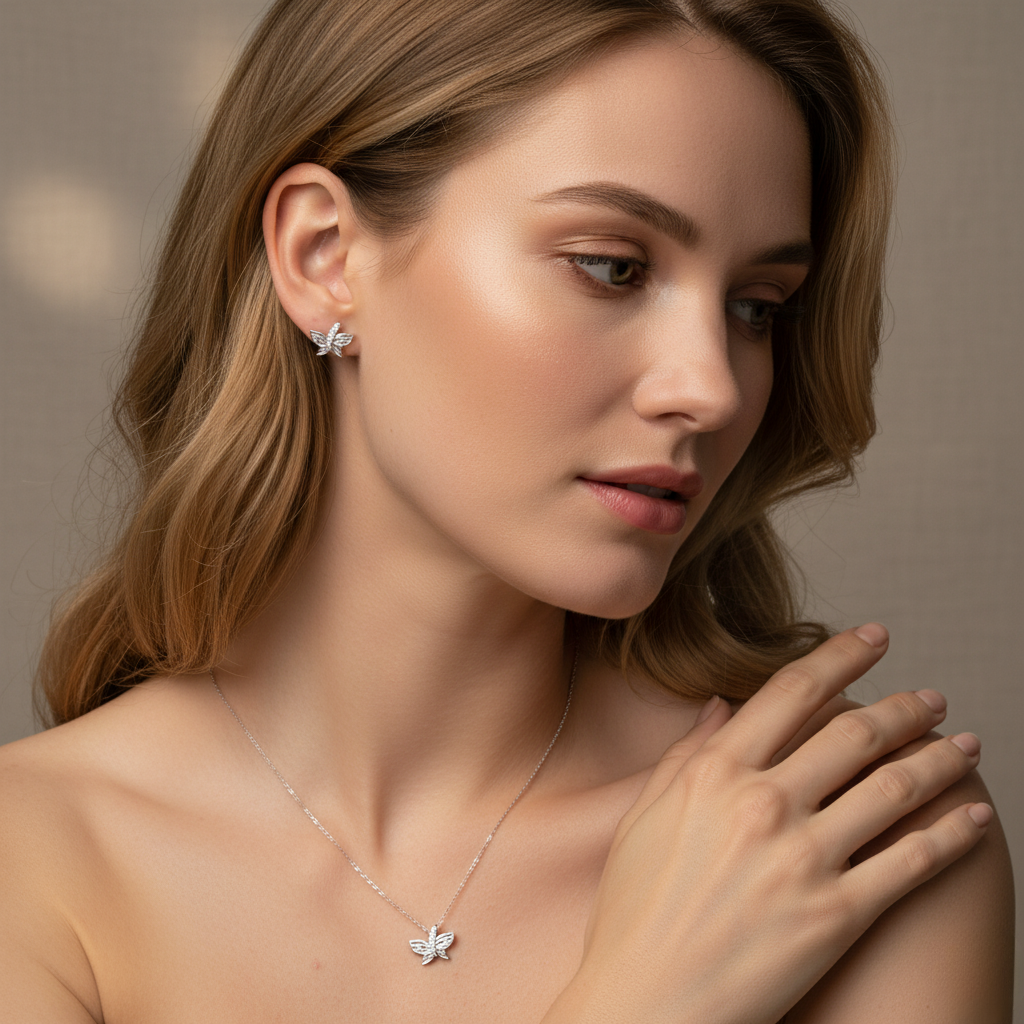 Whisper Wing Pavé Sterling Set