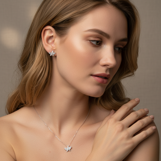 Whisper Wing Pavé Sterling Set