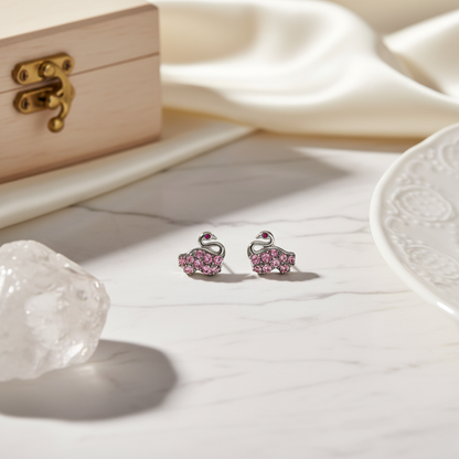 Pink Pave Flamingo Studs