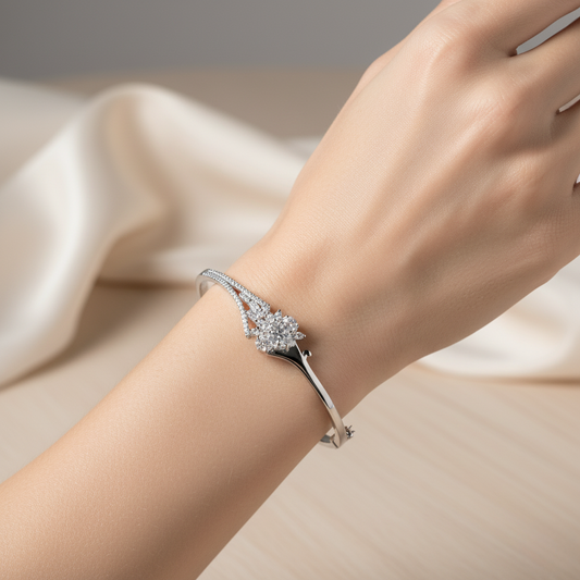 Aurora Diamond Flower Rigid Bracelet