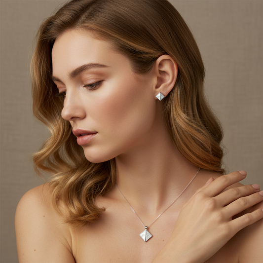 Modern Shell & Pavé Sterling Set