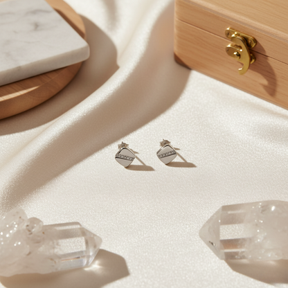 Geometric Pave Rhombus Studs