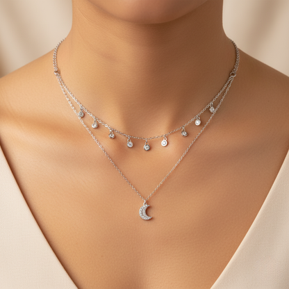 Starlight Layered Crescent Moon Necklace