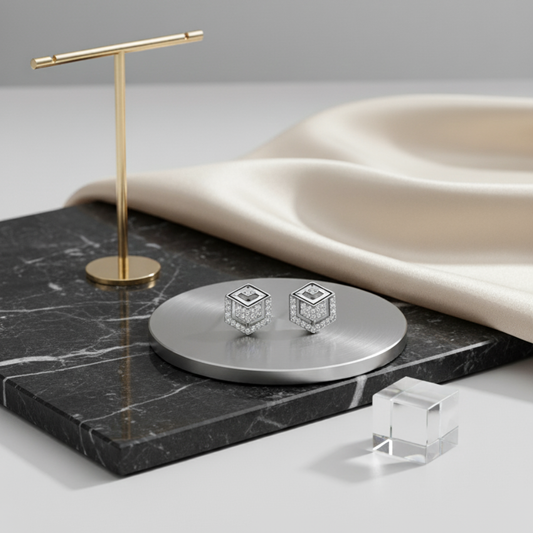 Geometric Cube Pave Studs