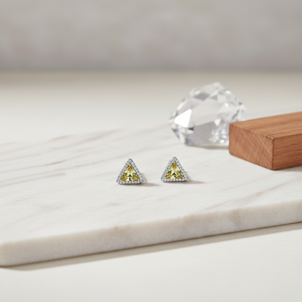 Radiant Yellow Triangle Halo Studs