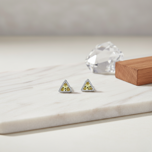 Radiant Yellow Triangle Halo Studs